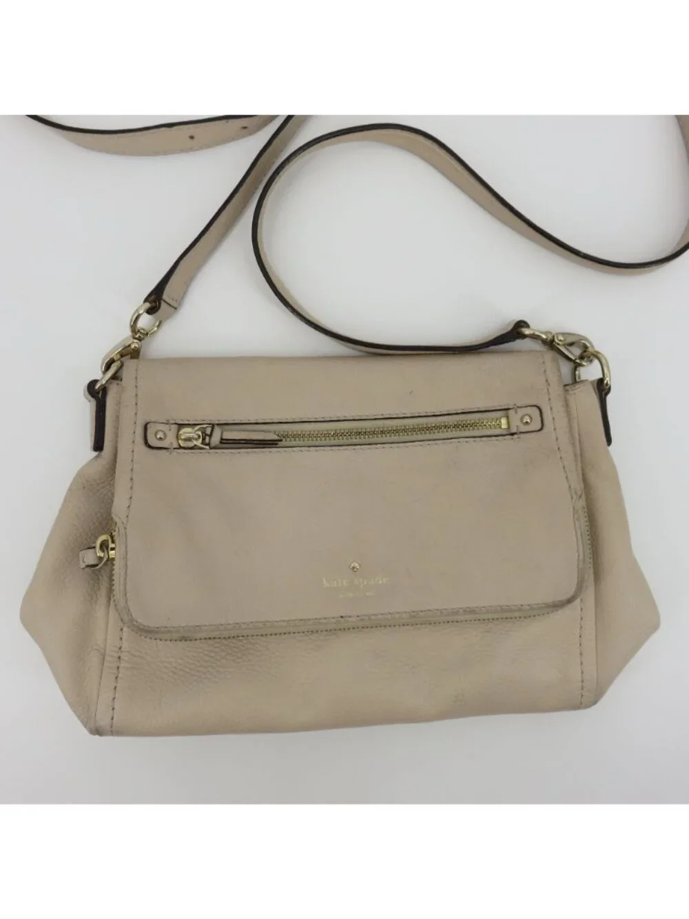 Kate Spade Cobble Hill Small Toddy Crossbody Handbag Purse Beige Pebbled Leather